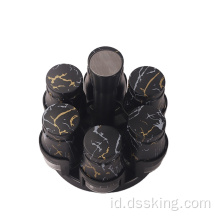 Matte Black Marble Grain Rotatable Bumbu Bumbu 6-Piece Set Bentuk Gelas Botol Susu 200ml